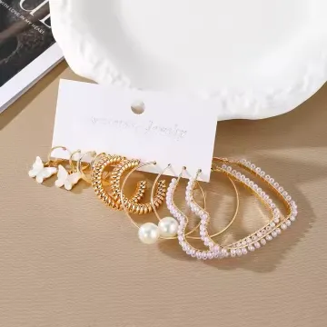 Fancy Retro Love Shaped Hoop Earrings Set (5 pairs)